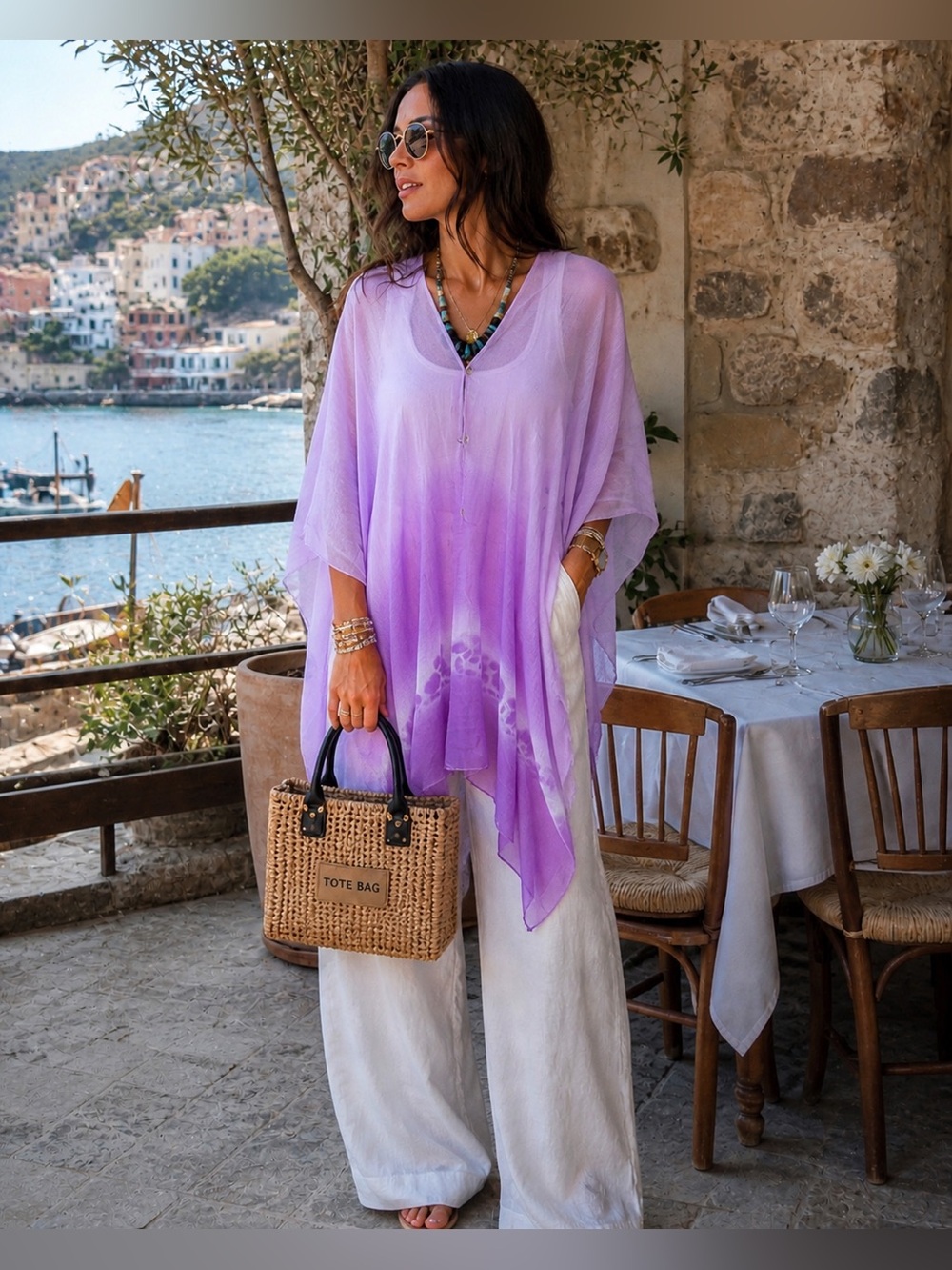 🆕Lavender Ombre Sheer Poncho Top l/xl